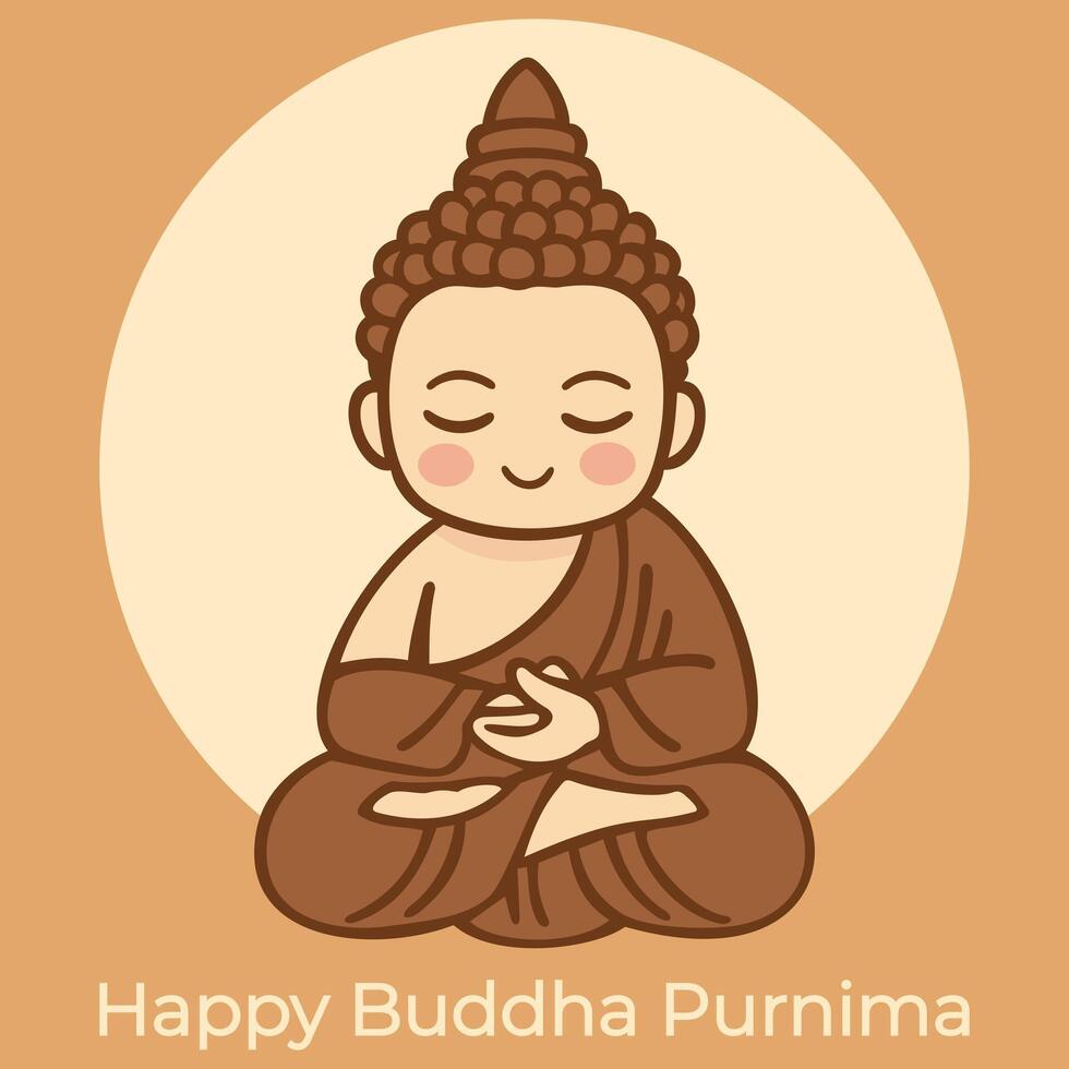 Happy Buddha Purnima. Cute icon in earthy cozy color palette vector