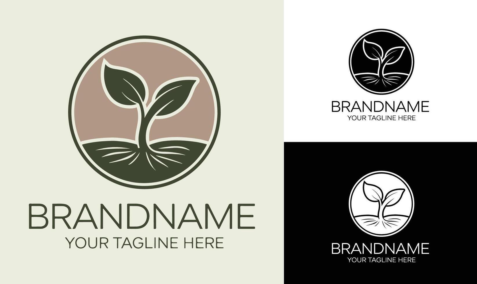 A logo for a company that has a plant growing out of it vector