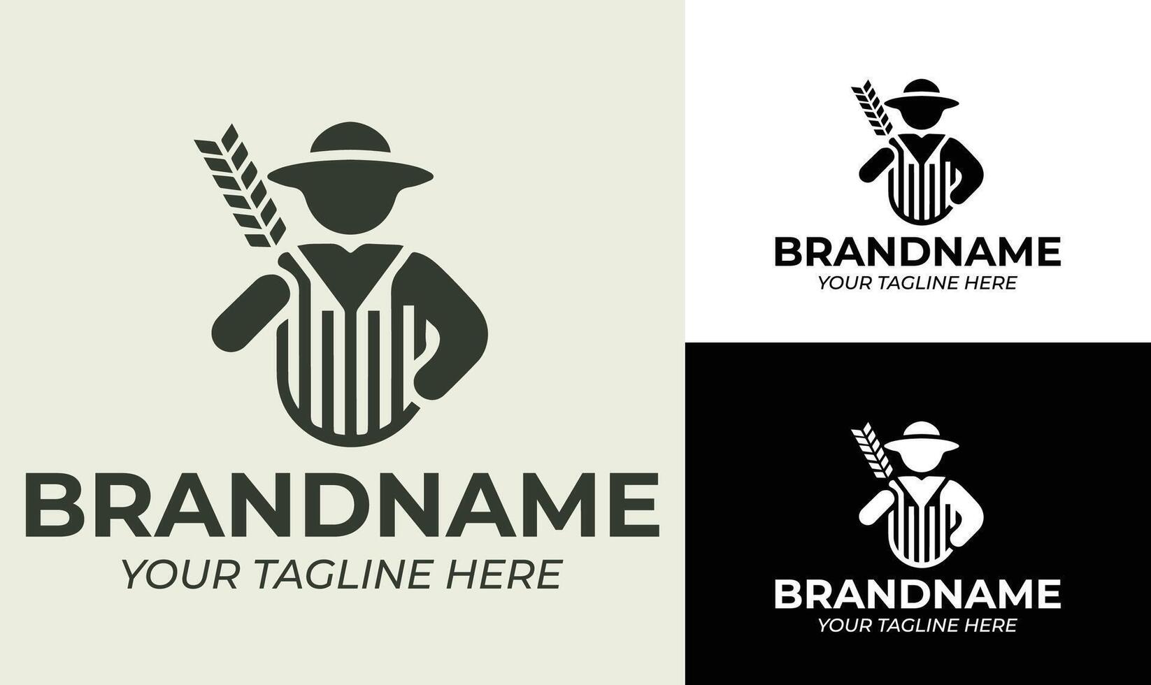 A logo for a farmer with a hat and a basket vector