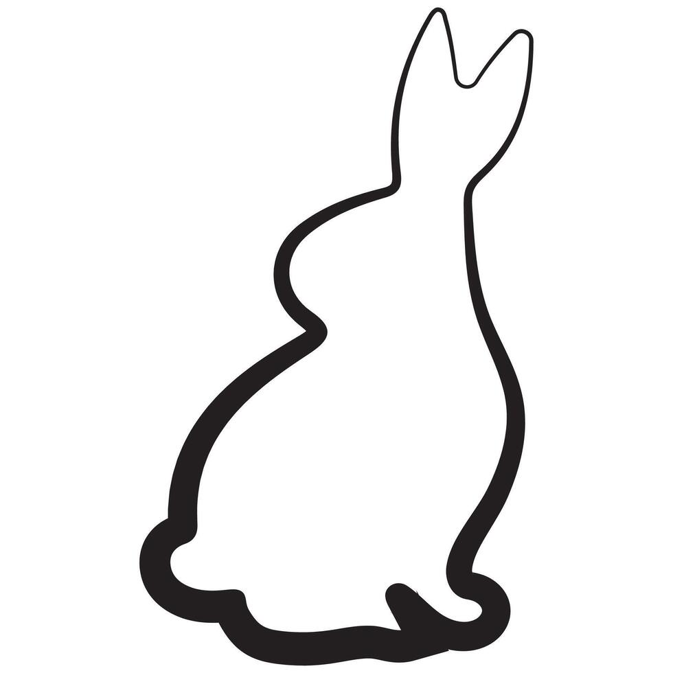 simple icon of an Easter bunny turned to the right side on its hind legs in the style of line art drawn with an original outline, for logos and various designs vector