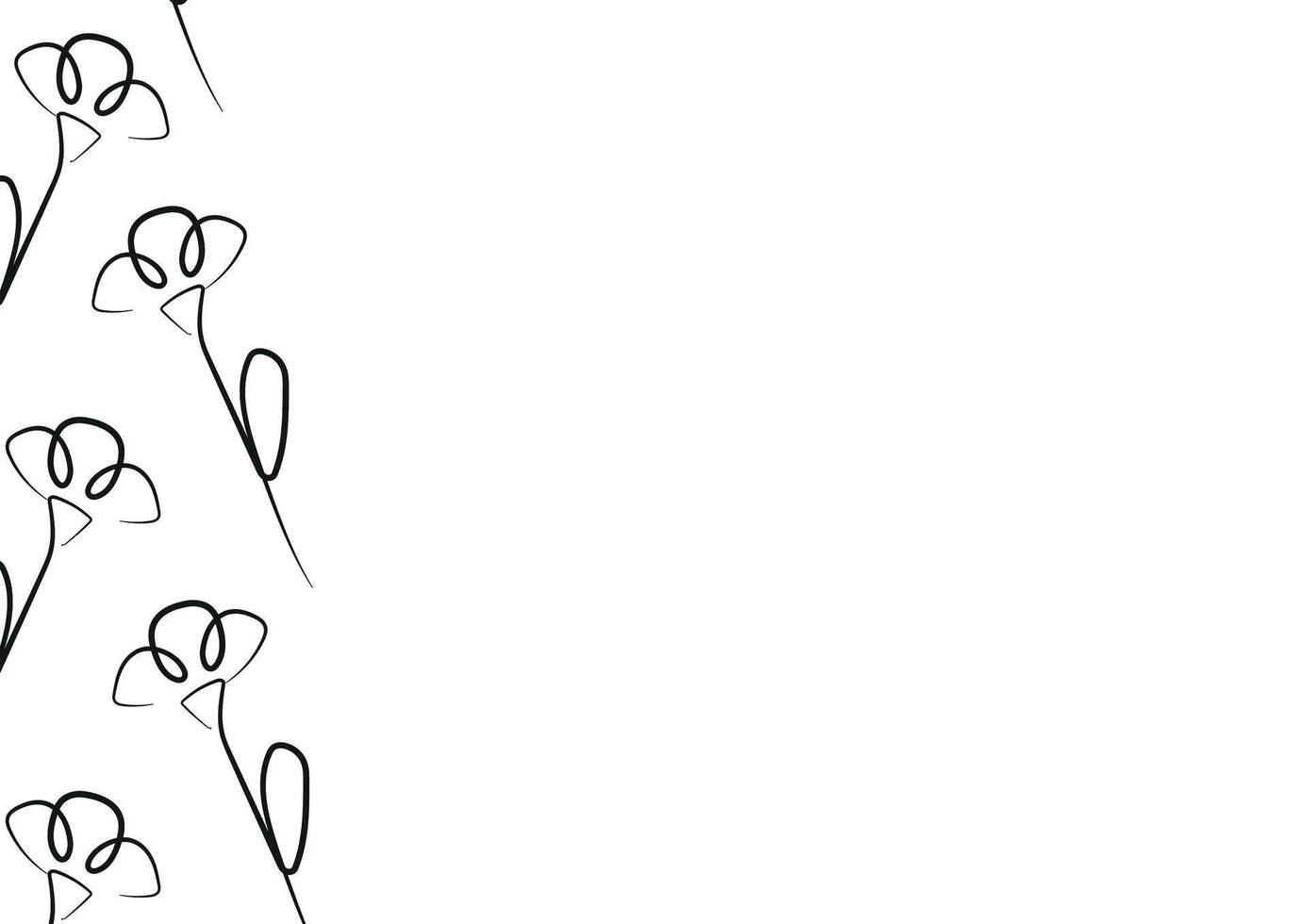 poster template with carnation flower icons from stems in line art style drawn with original outline, for logos, designs or ornaments vector