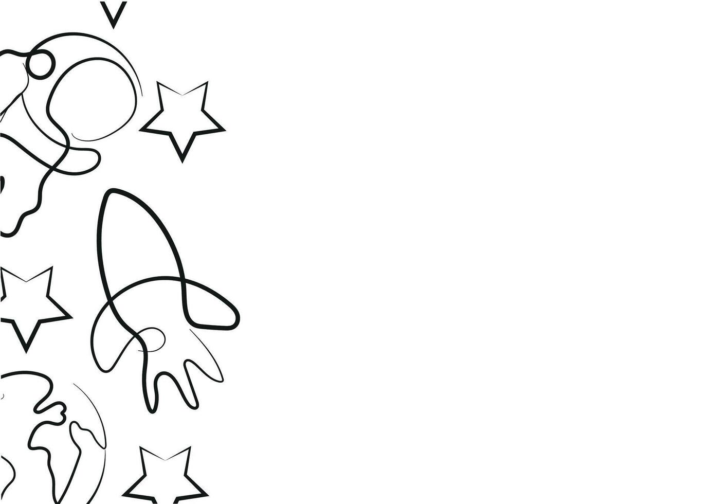 poster with simple icons on the theme of space in the style of line art drawn with an original outline, for logos and various designs vector