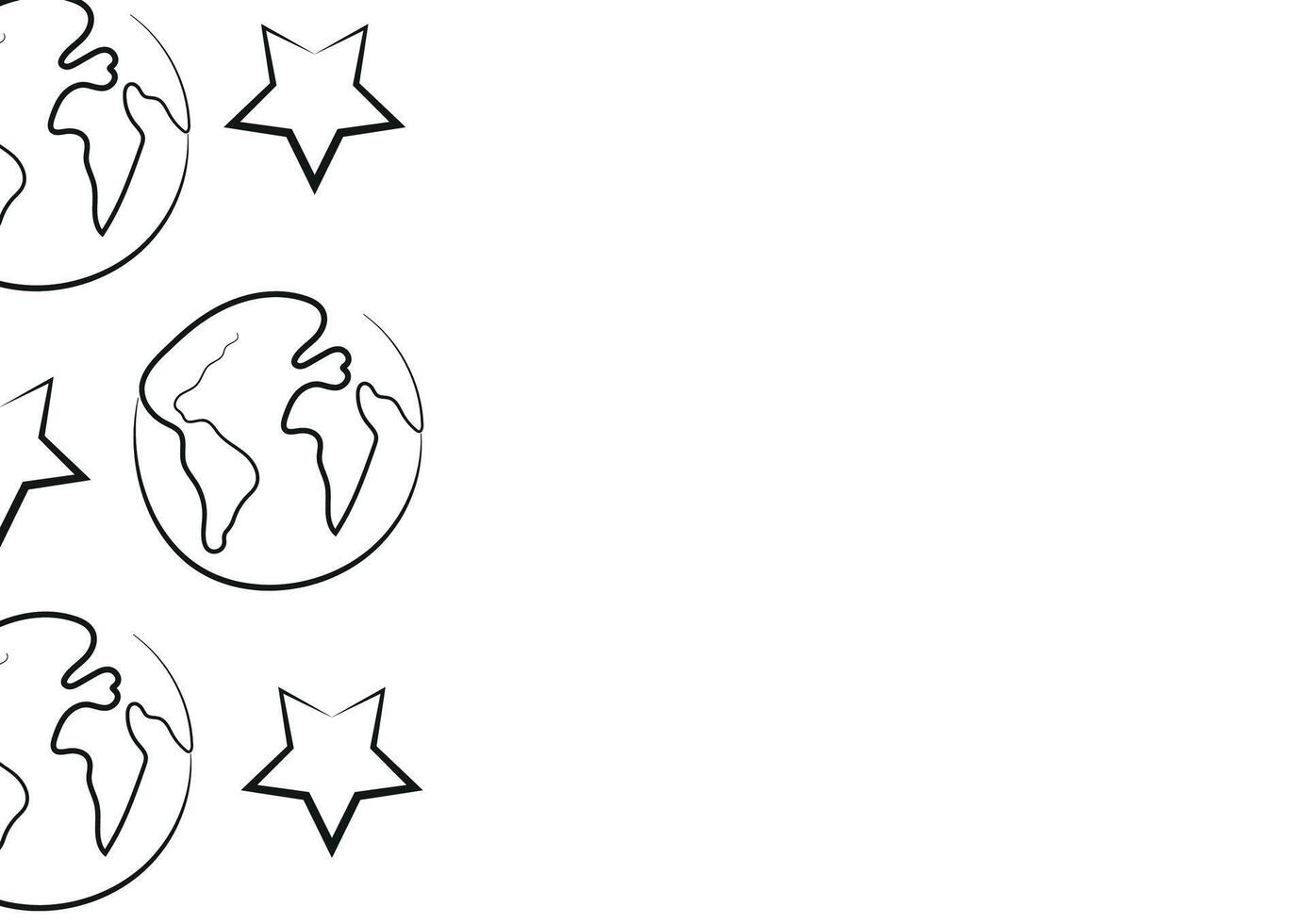 poster with simple icons of planet earth in line art style drawn with original outline, for logos and various designs vector