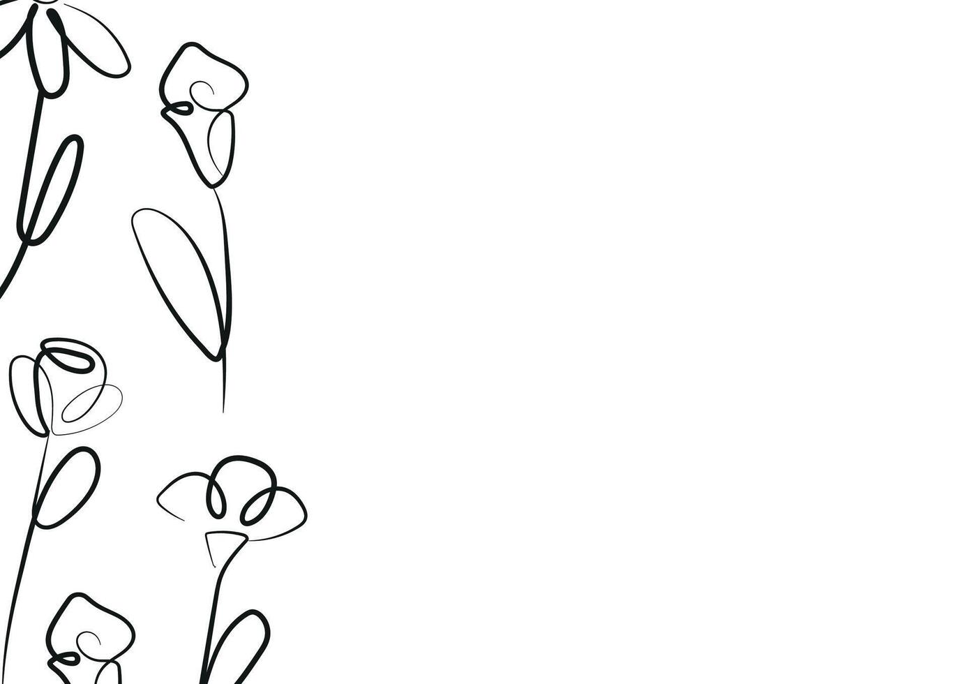 poster of various flowers drawn in the style of line art drawn with different contours arranged chaotically, for logos and various designs vector