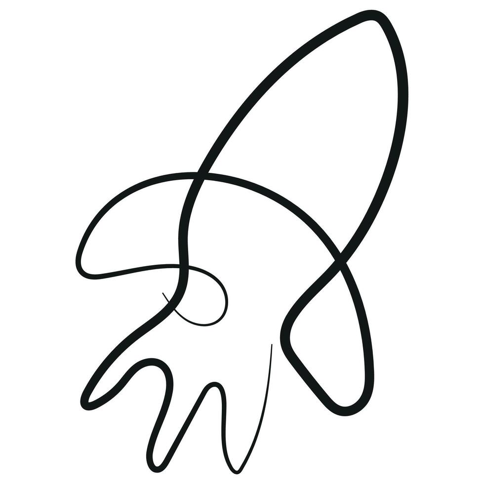 simple rocket icon in line art style drawn with original outline, for logos and various designs vector