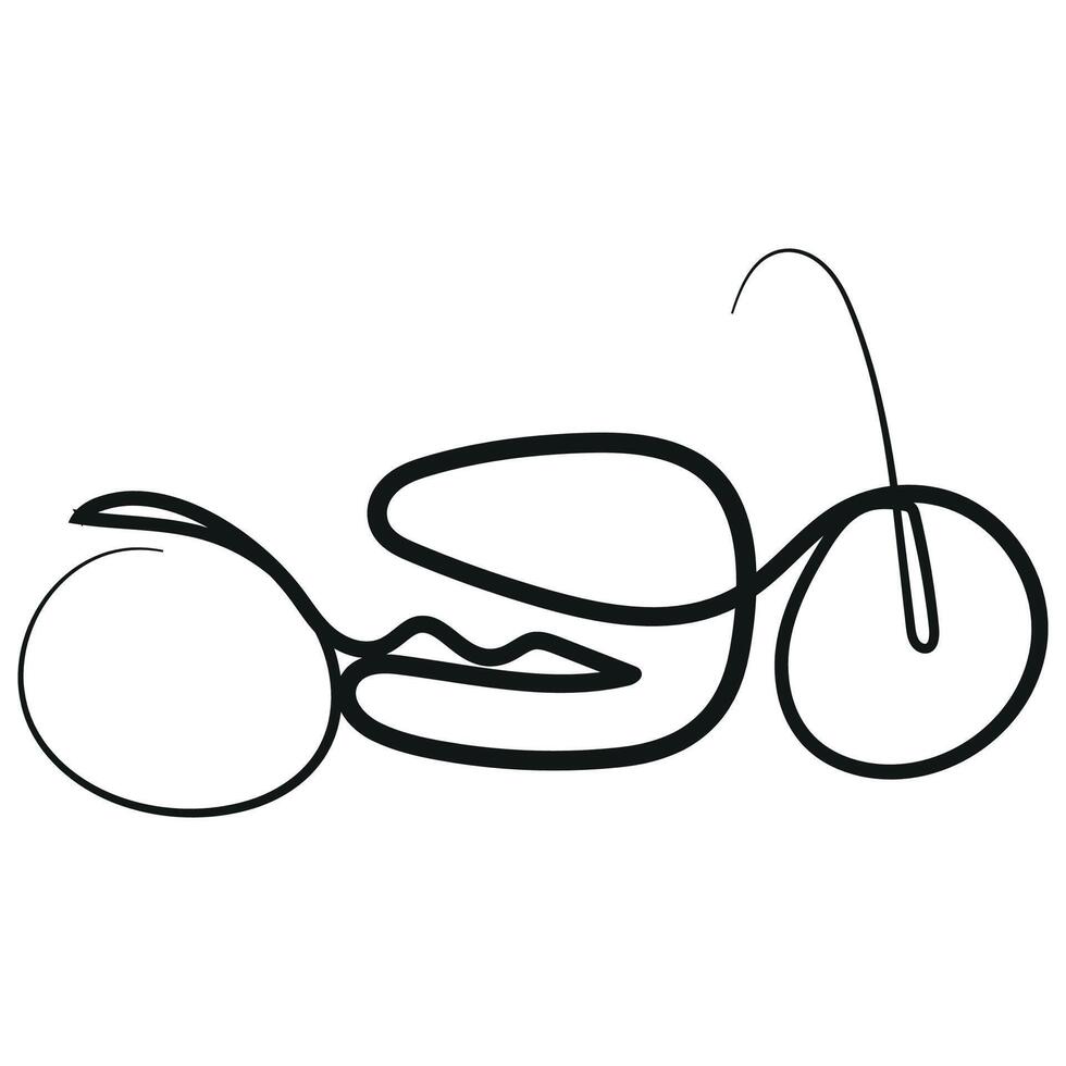 a simple icon of transport, namely a motorcycle in line art style, drawn with an original outline, for logos and various designs vector