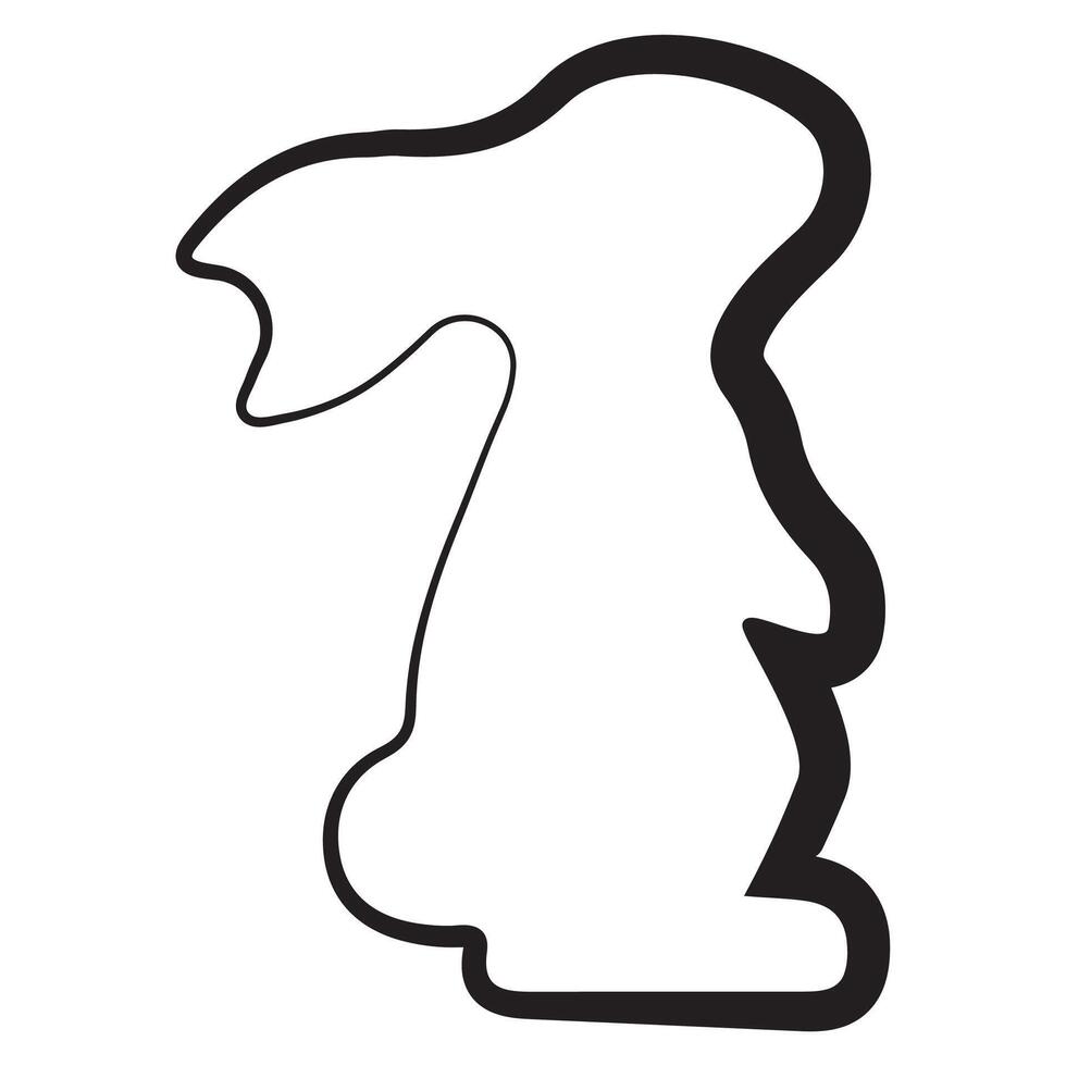 simple icon of an Easter rabbit standing on its hind legs in line art style drawn with an original outline, for logos and various designs vector