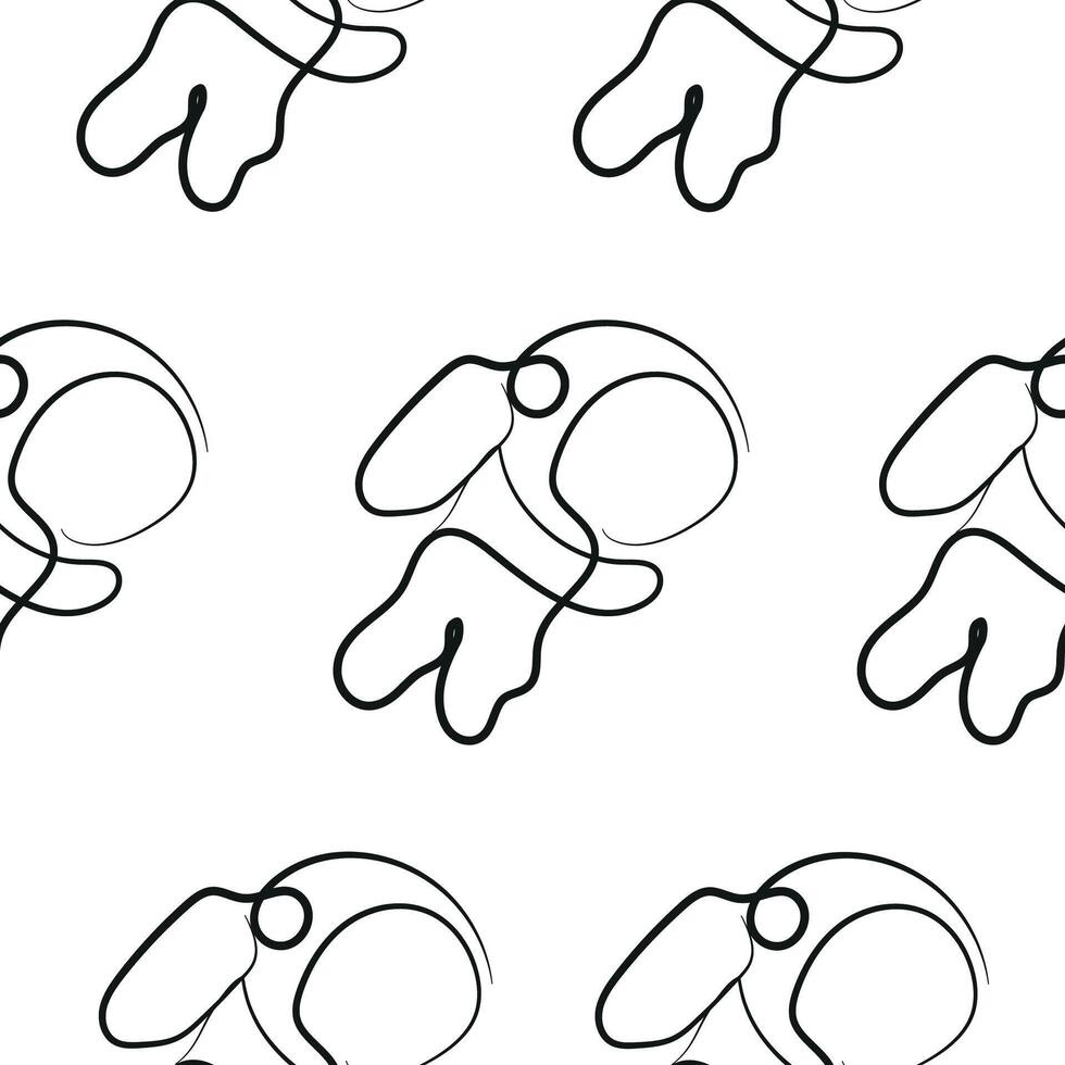 seamless pattern with simple icons of astronaut in space suit in line art style drawn with original outline, for logos and various designs vector