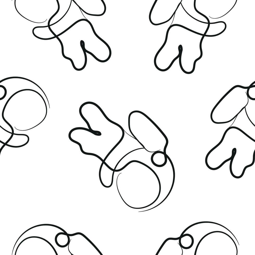 seamless pattern with simple icons of an astronaut in a spacesuit in line art style drawn with an original outline arranged randomly, for logos and various designs vector