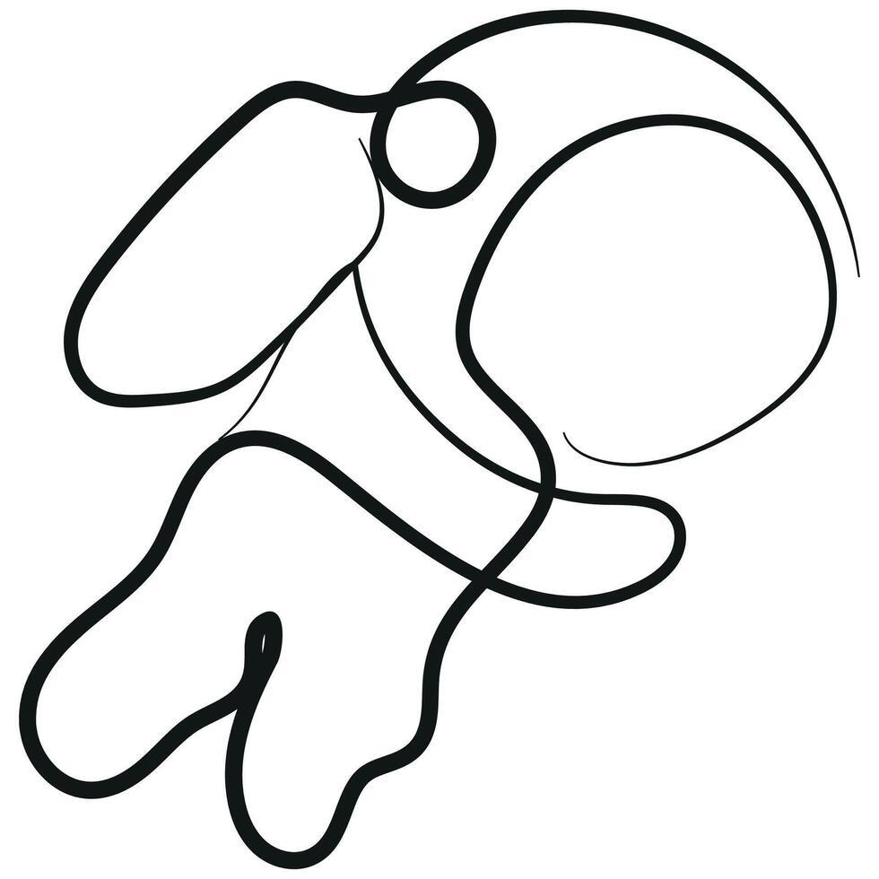 simple icon of astronaut in spacesuit in line art style drawn with original outline, for logos and various designs vector