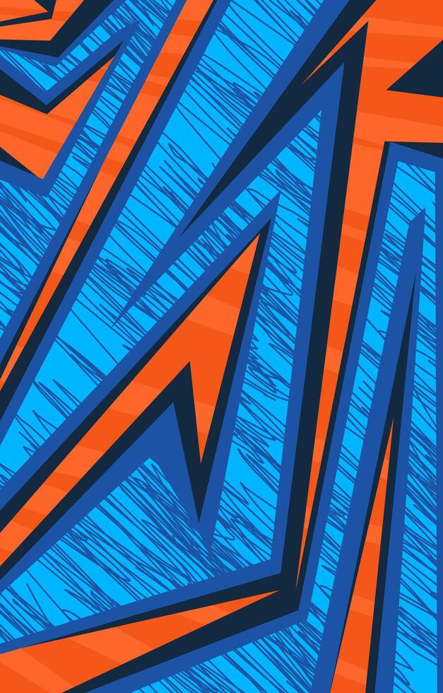 Blue and orange racing sports abstract background for jersey design vector