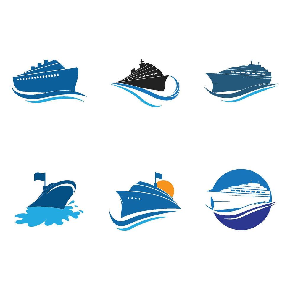 set cruise ship Logo Template icon vector