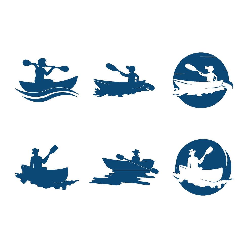 set Kayaking Icon Illustration vector
