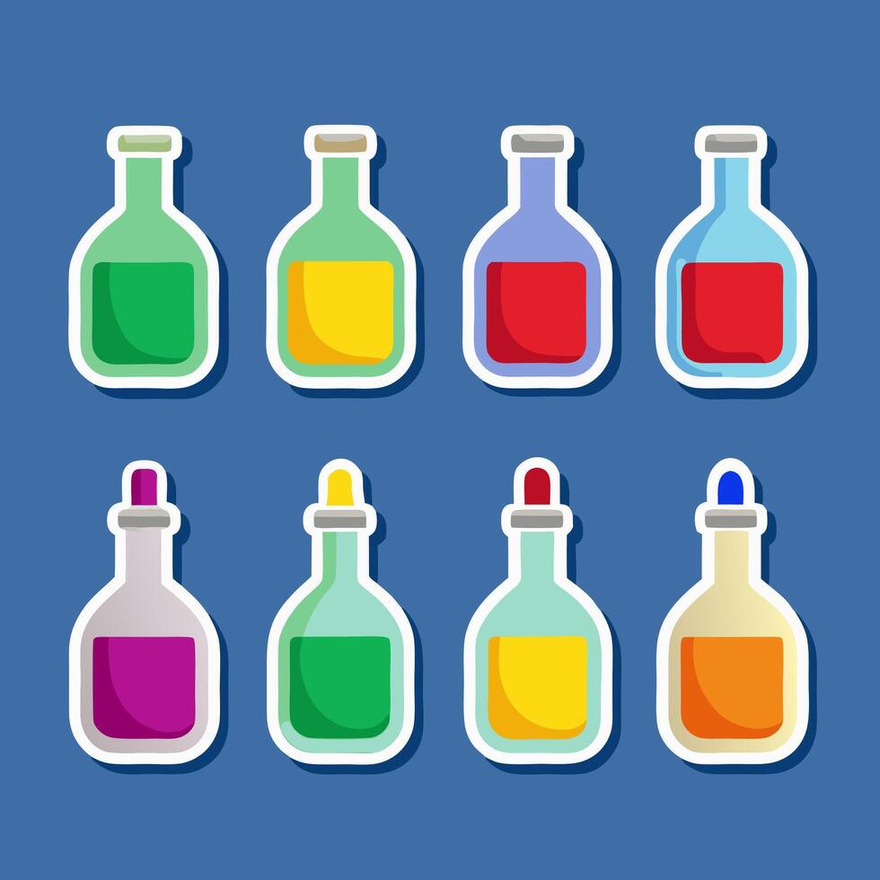 Colorful Cartoon Bottles with Various Liquids for Science and Education vector