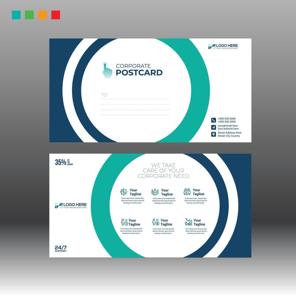 4 colored Postcard Design for any best use vector