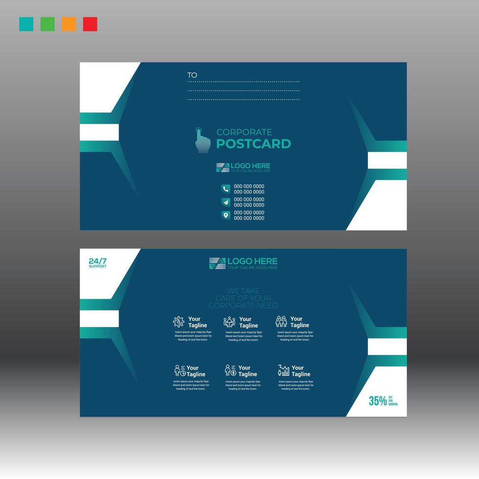 4 color design of postcard vector