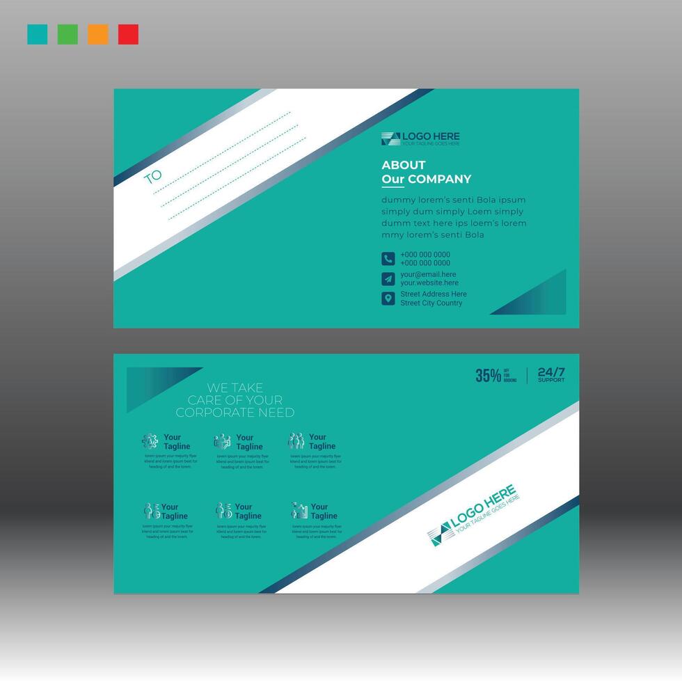 4 color Postcard layout template vector