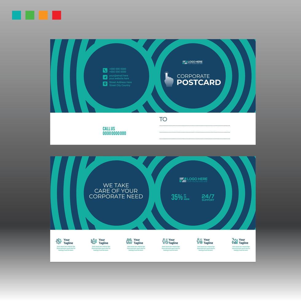 4 colored Postcard Design for any best company use vector