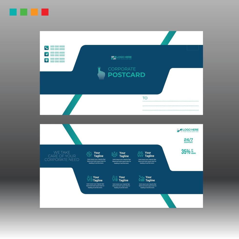 four color design of postcard for any best use vector