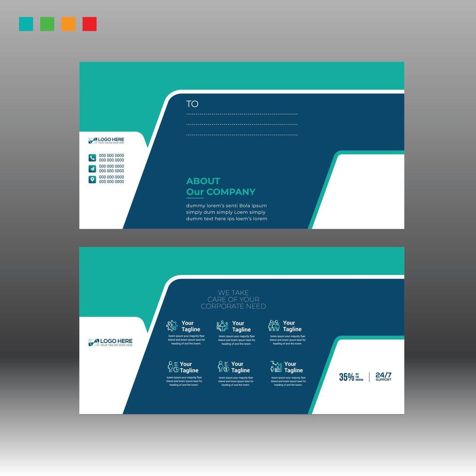 four color design of postcard vector
