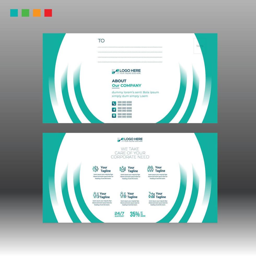 Postcard template for four color need vector