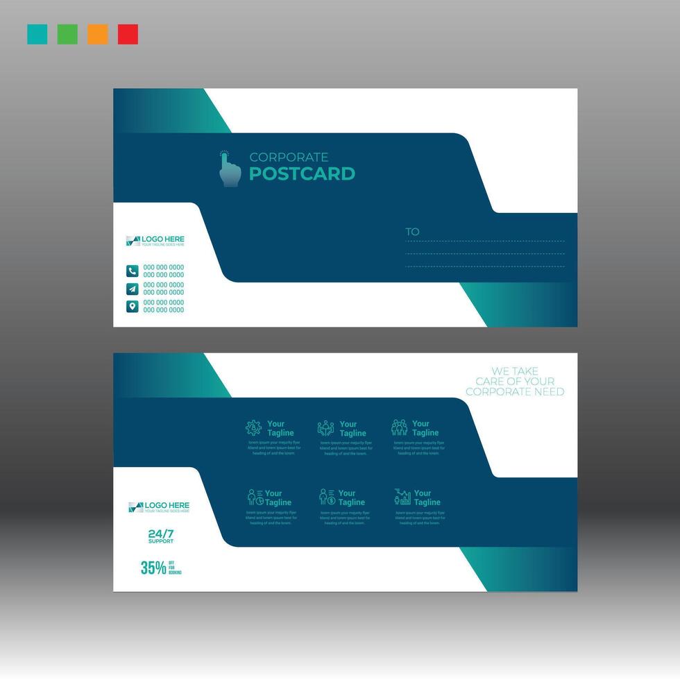 postcard layout with four version for print vector