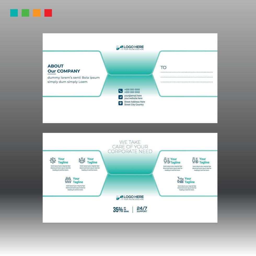Postcard Design with 4 color version vector