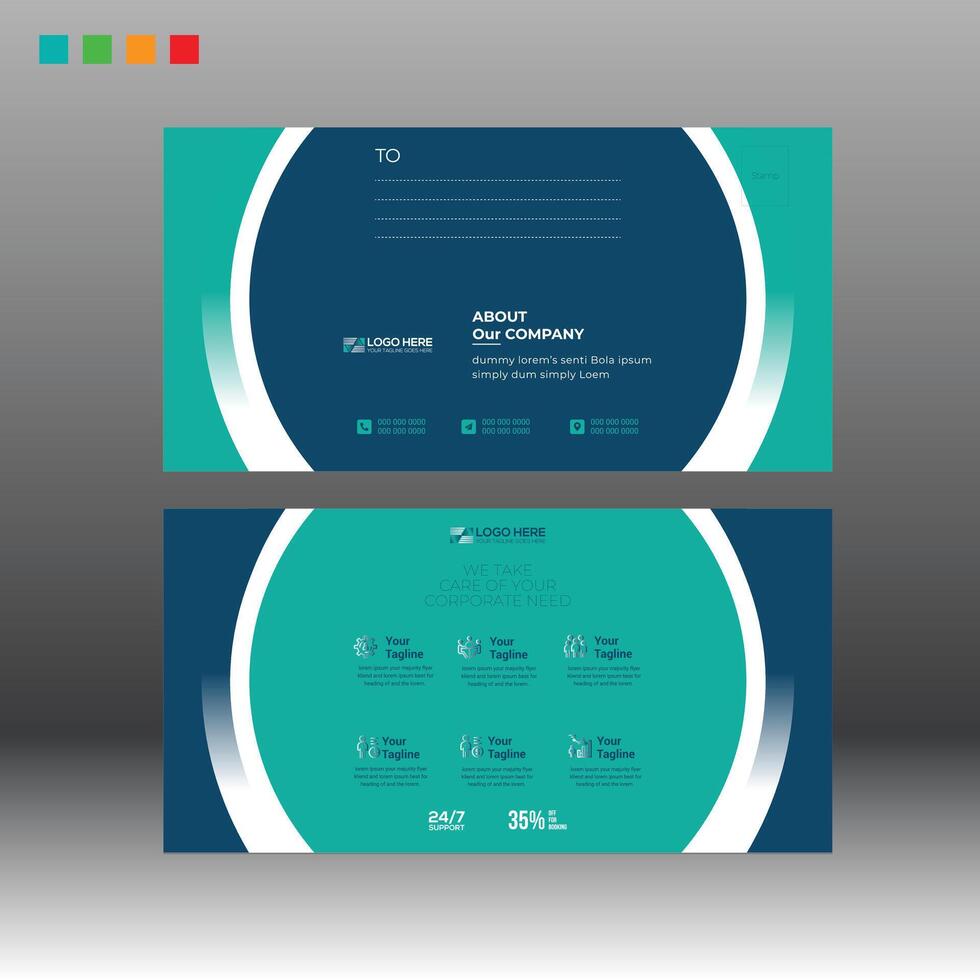 Postcard layout for print vector