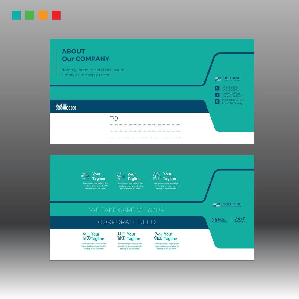 Postcard Design with four color mode vector