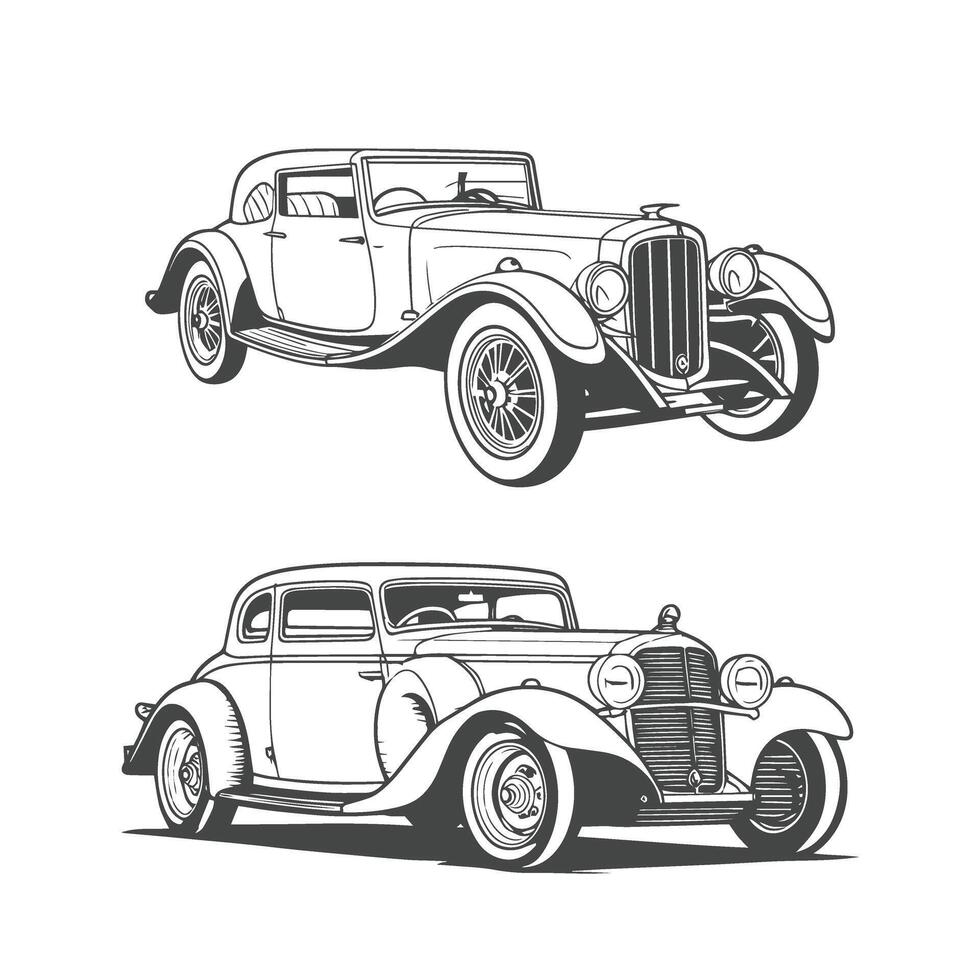 Retro Cars Set Logo Design Illustration vector