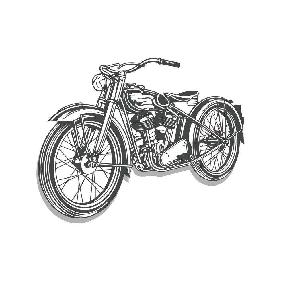 Vintage Chopper Motorcycle Design Illustration. vector