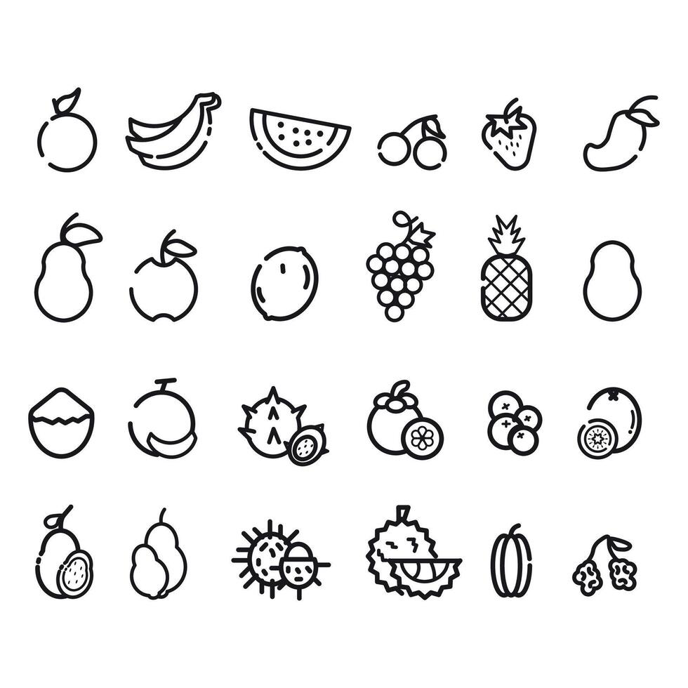 Fruits Icon Elements Outline Collection vector