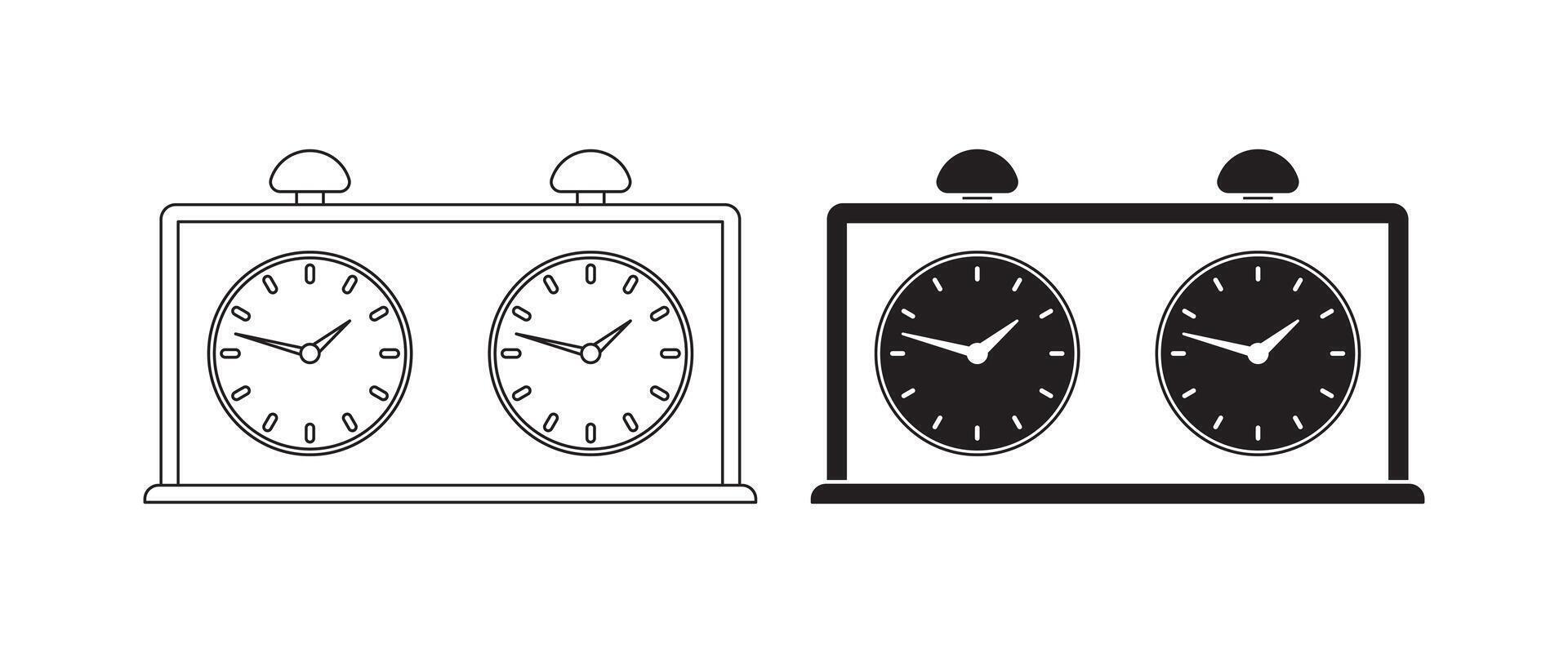 analog chess clock icon set isolated on white background vector