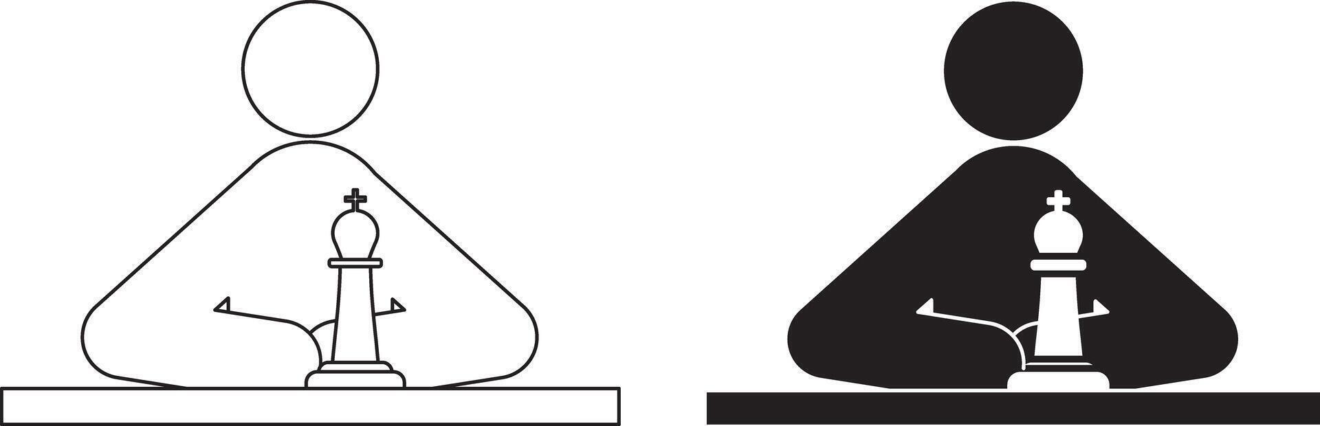 front view chess player icon set vector