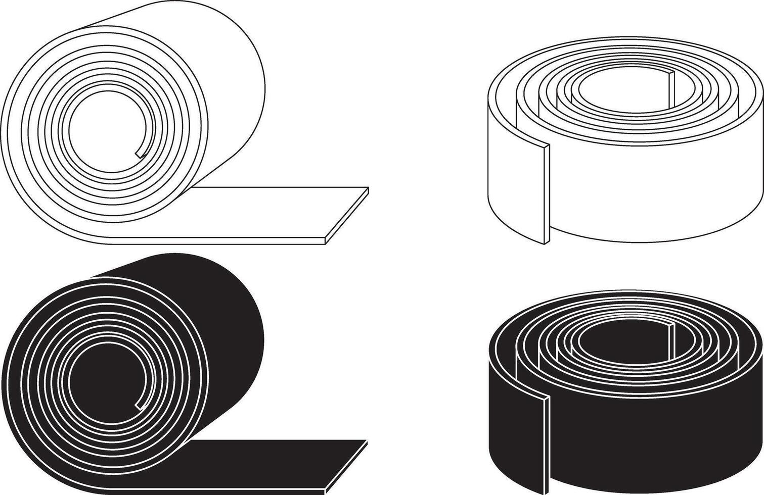outline silhouette Steel sheet roll icon set vector