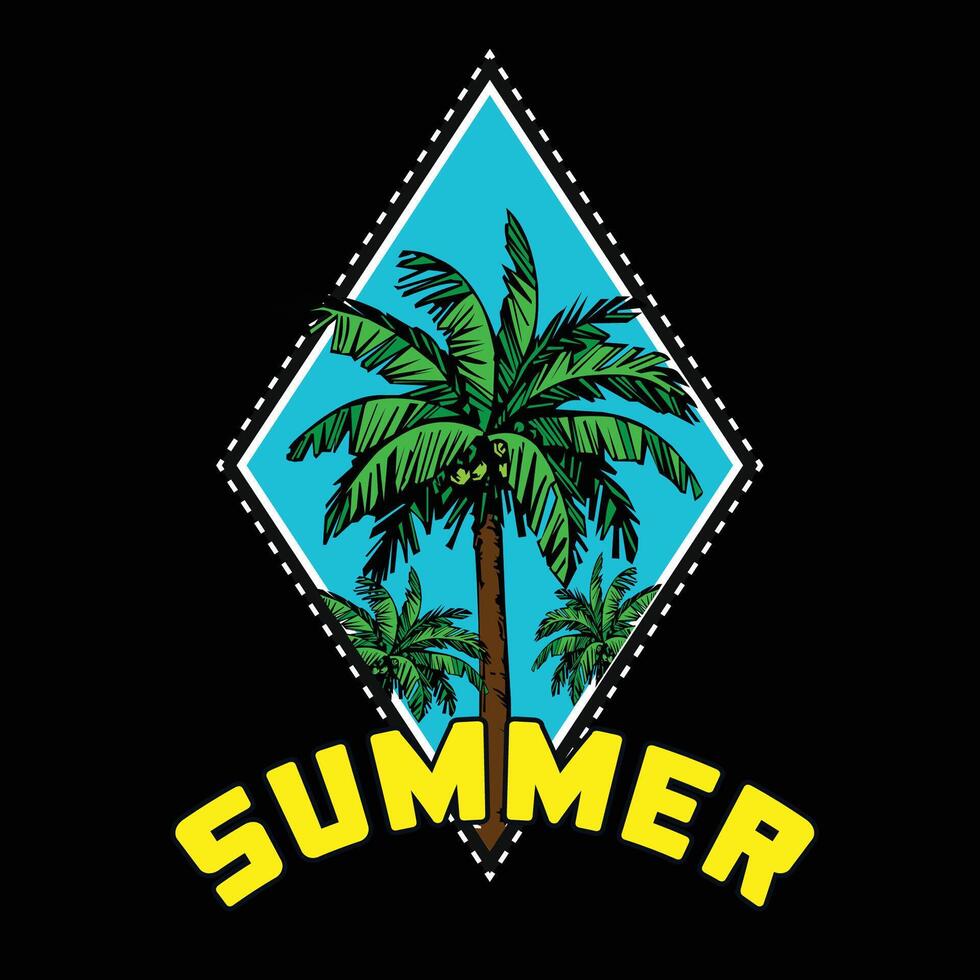 summer vintage logo with coconut tree vector