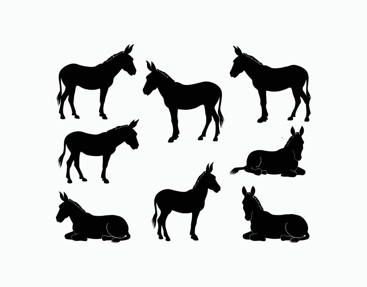 Donkey Silhouette Template Artwork Illustration vector