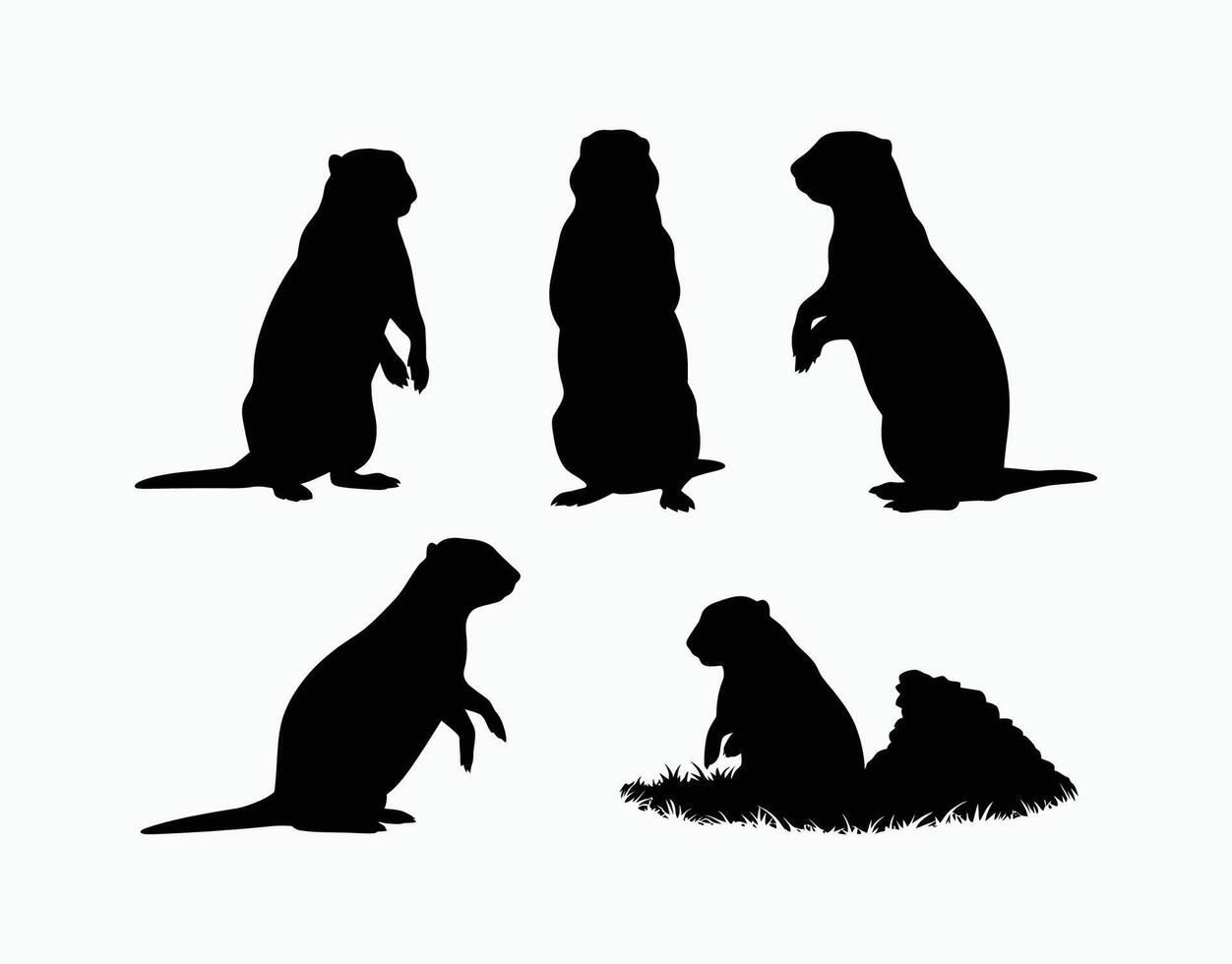 Wild Prairie Dog Silhouette Collection Template vector