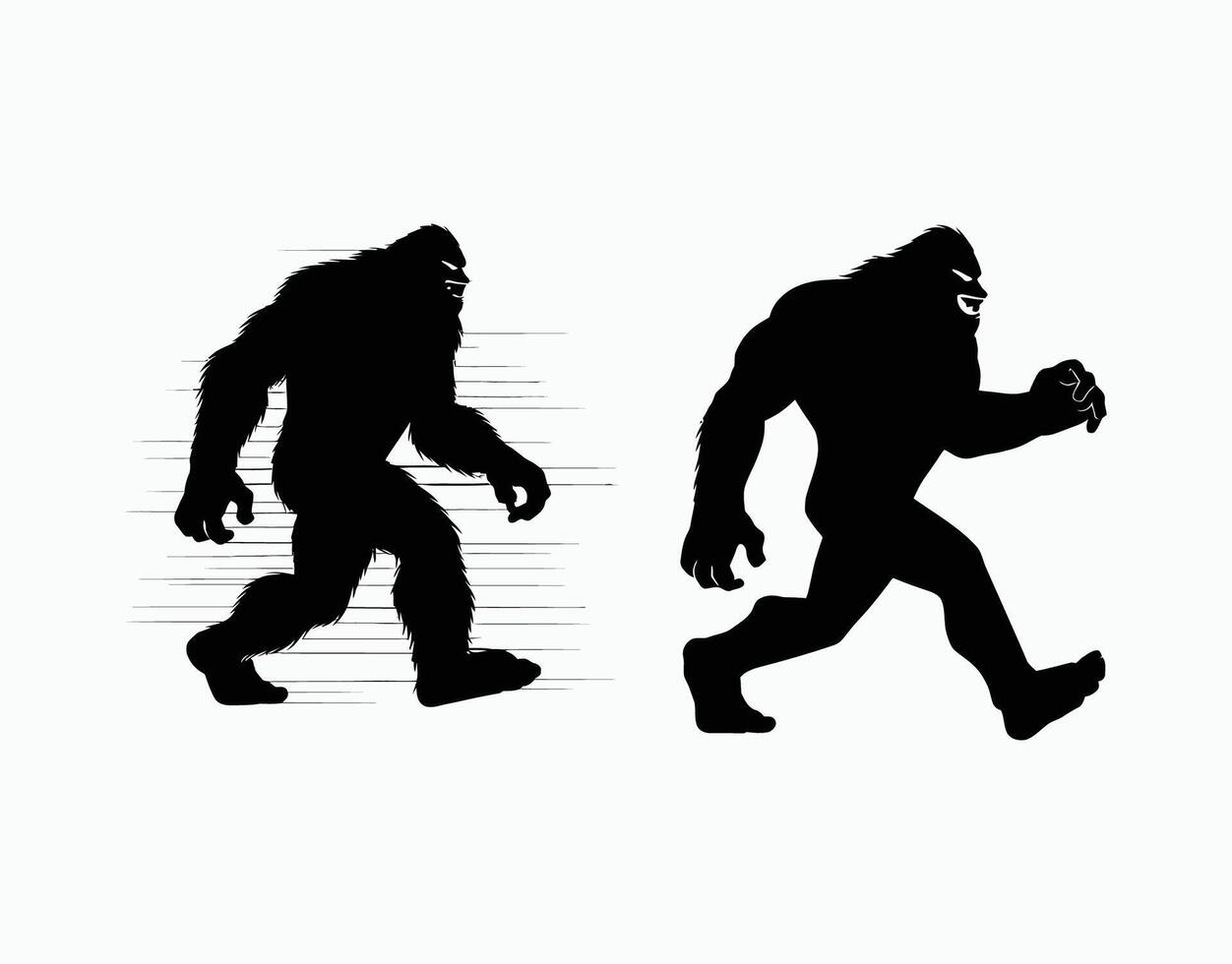 Creature Bigfoot Silhouette Template vector