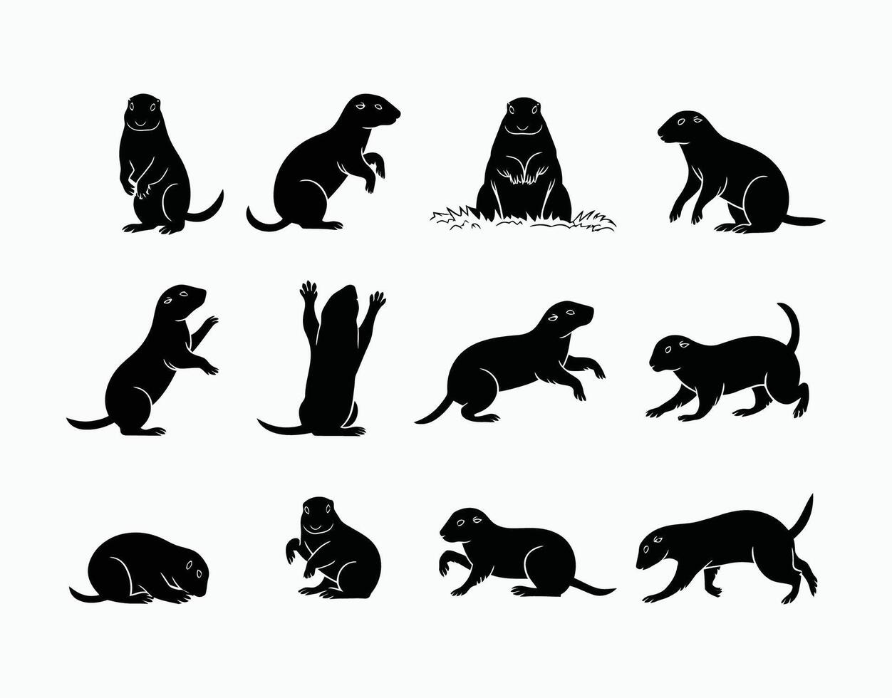 Prairie Dog Silhouette Collection Template vector