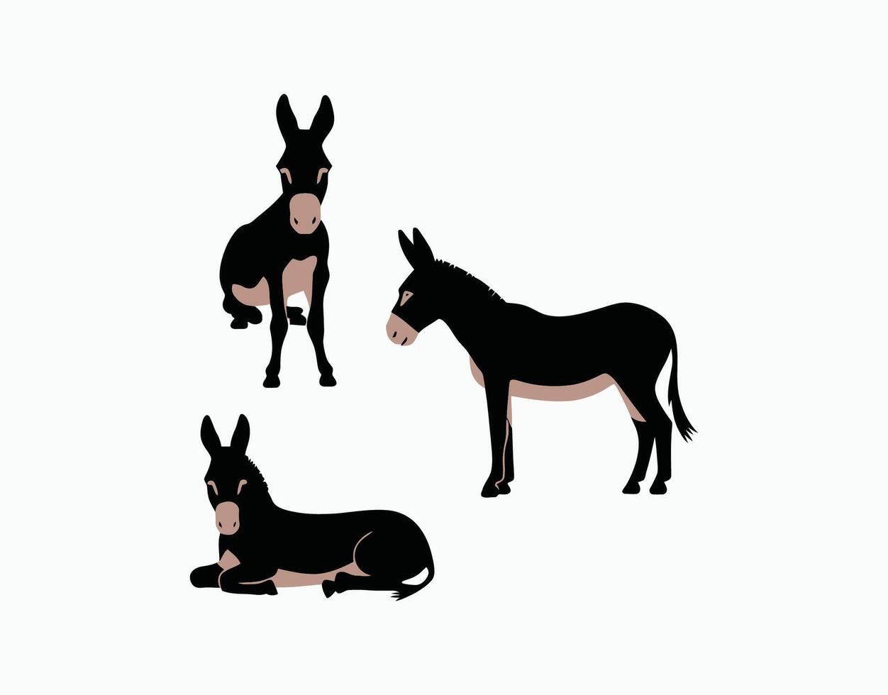 Wild Donkey Silhouette EPS Template Illustration vector