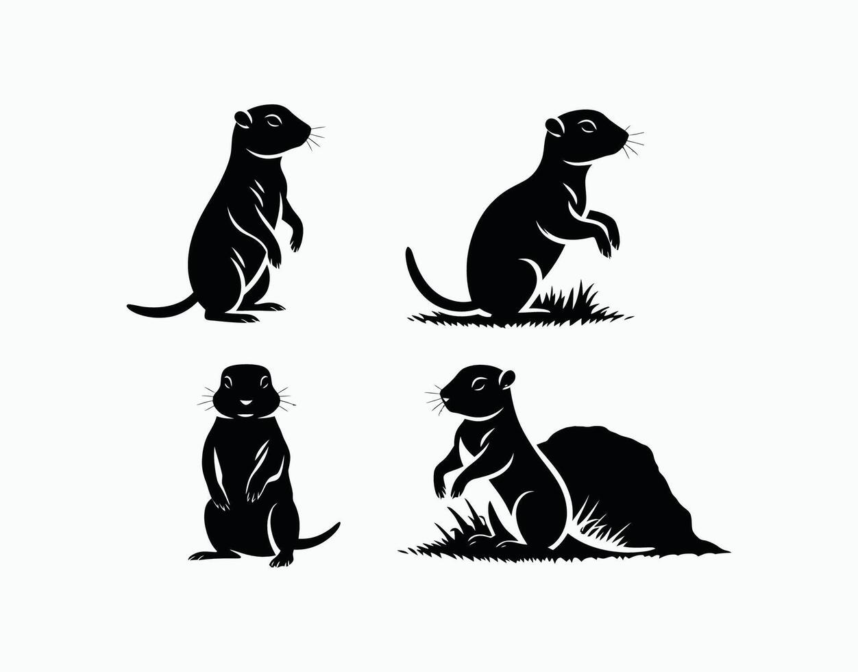 Prairie Dog Silhouette Illustration Template vector