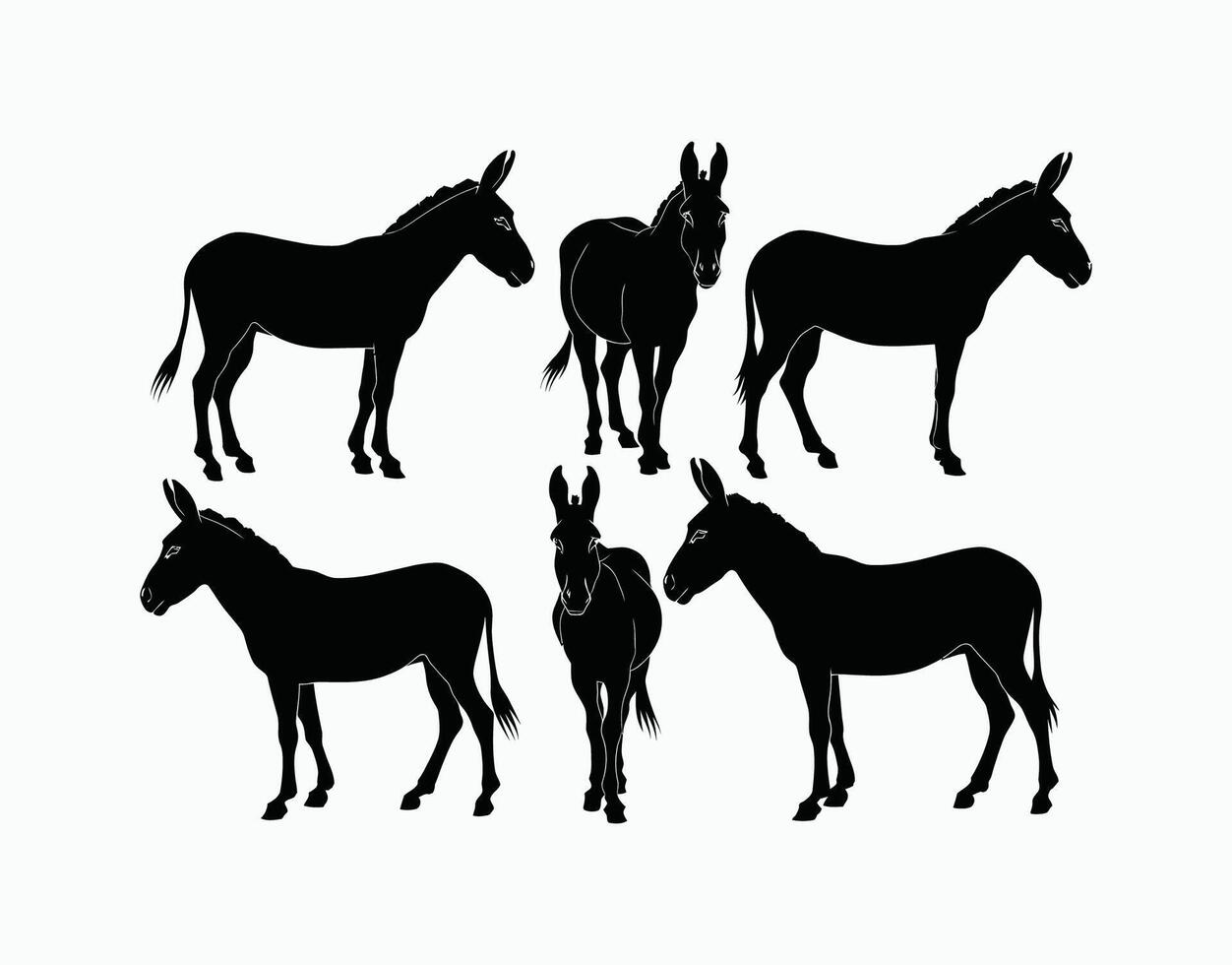 Simple Donkey Silhouette EPS Template Illustration vector