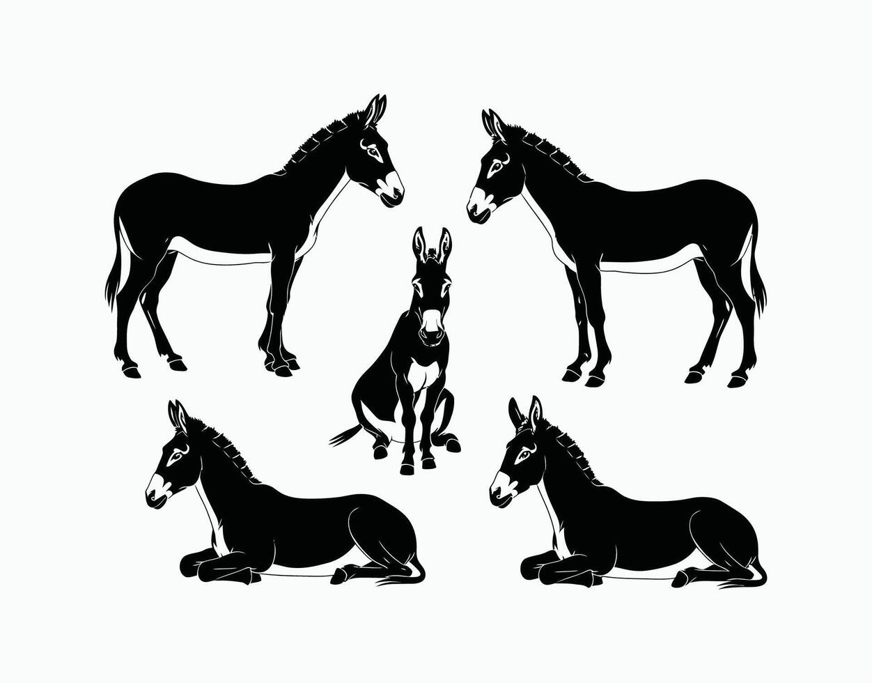 Donkey Silhouette Collection EPS Template Illustration vector