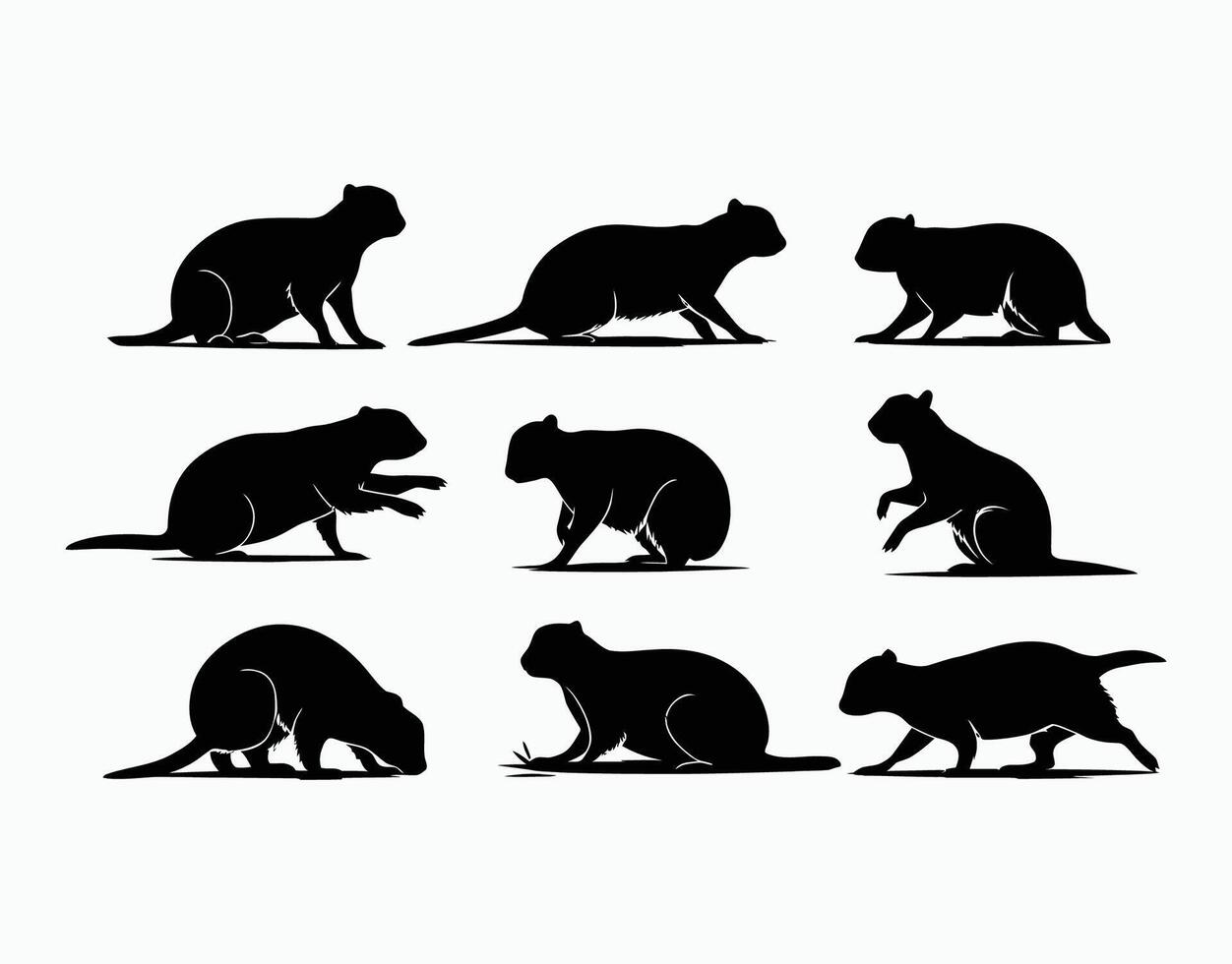 Simple Prairie Dog Silhouette Set EPS File vector