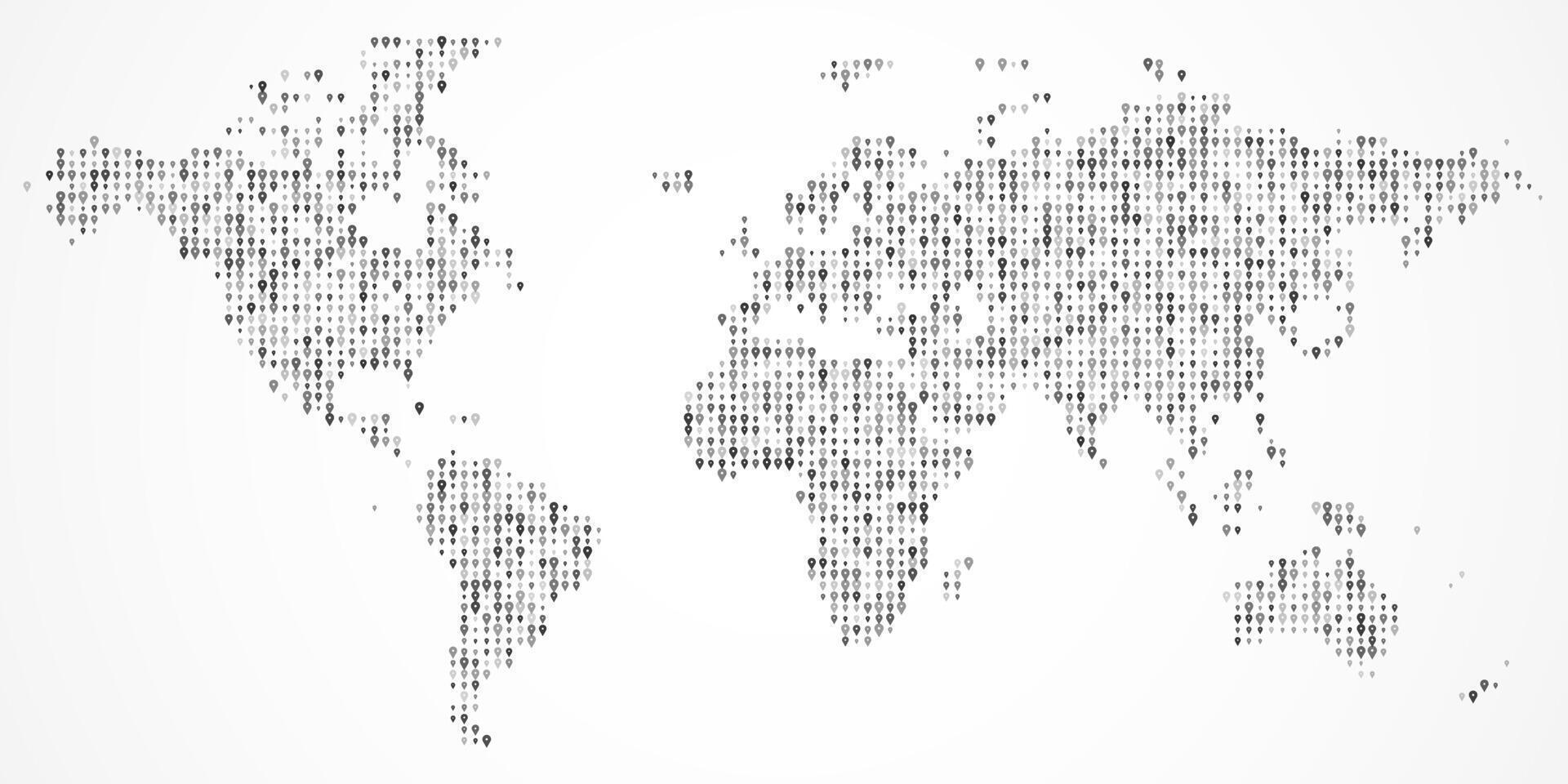 A well defined dotted map of the world showcasing a unique perspective on global travel location vector