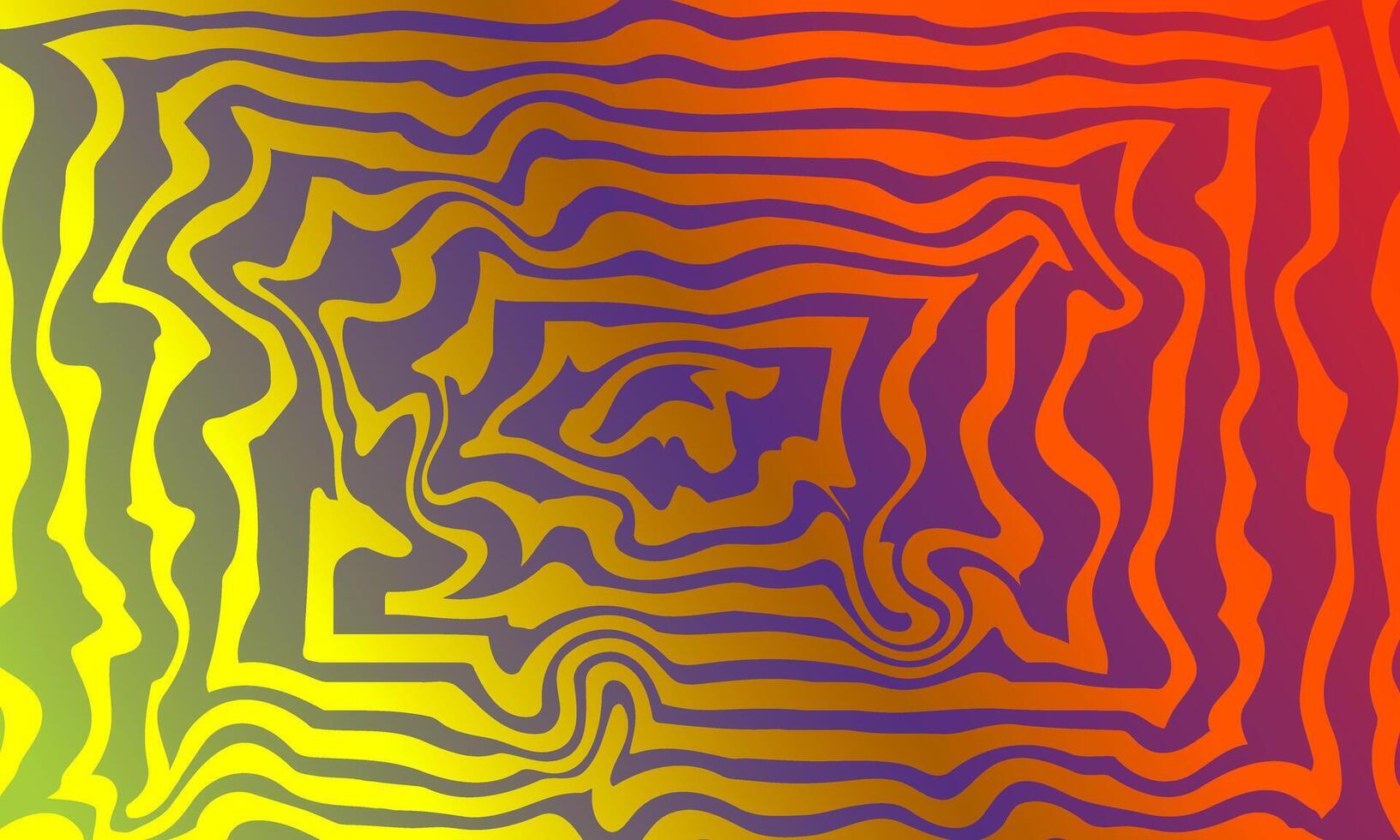 colorful groovy hippie 70s aesthetic backgrounds. Waves, swirl, twirl pattern with gradient color. Twisted and distorted texture in trendy retro psychedelic style. vector