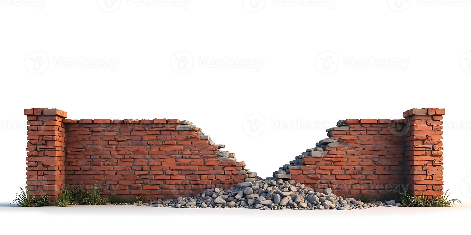 Broken Brick Wall 3d Render Model Download photo