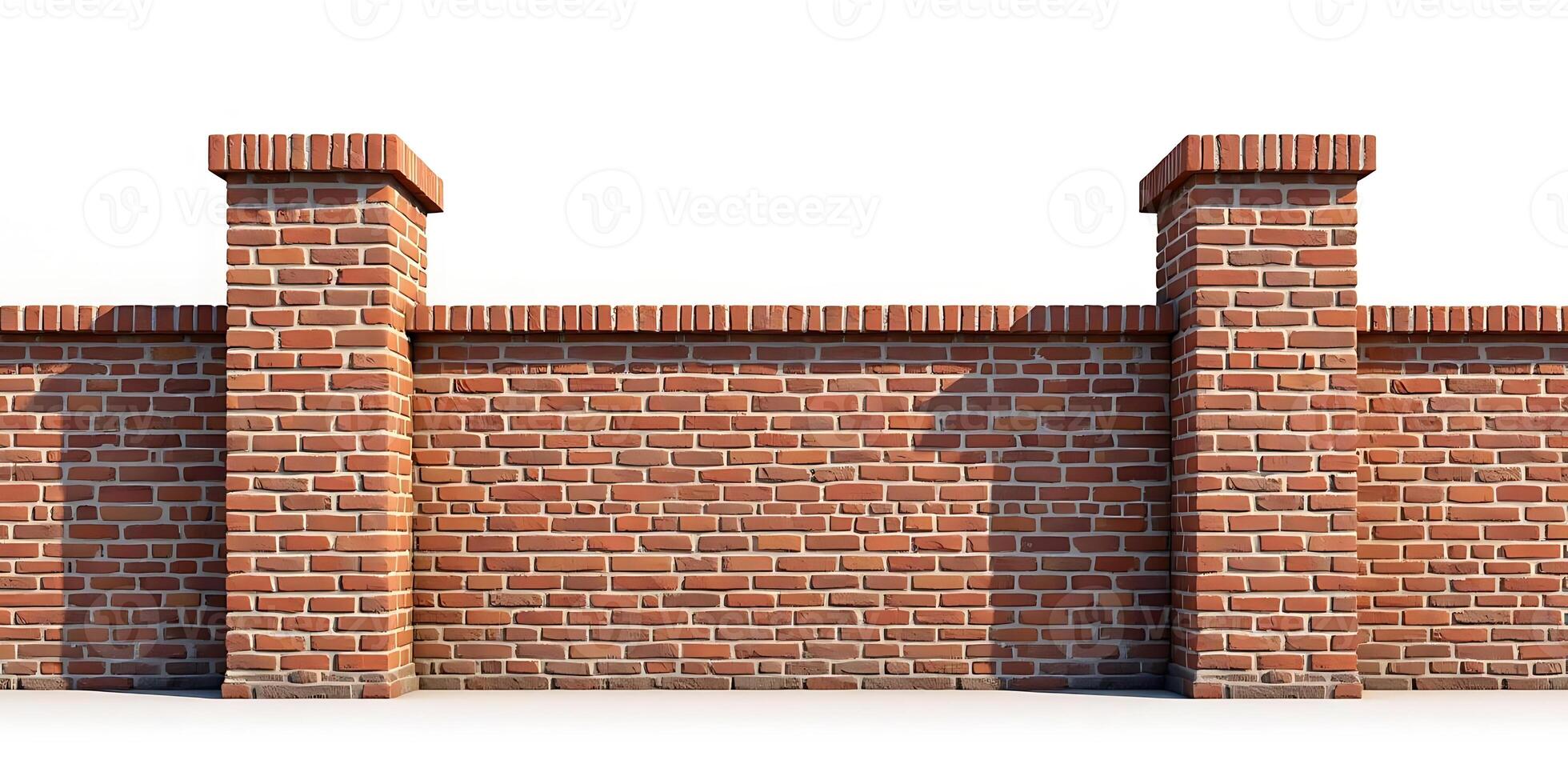 Red Brick Wall with Pillars Perfect for Landscaping and Construction photo