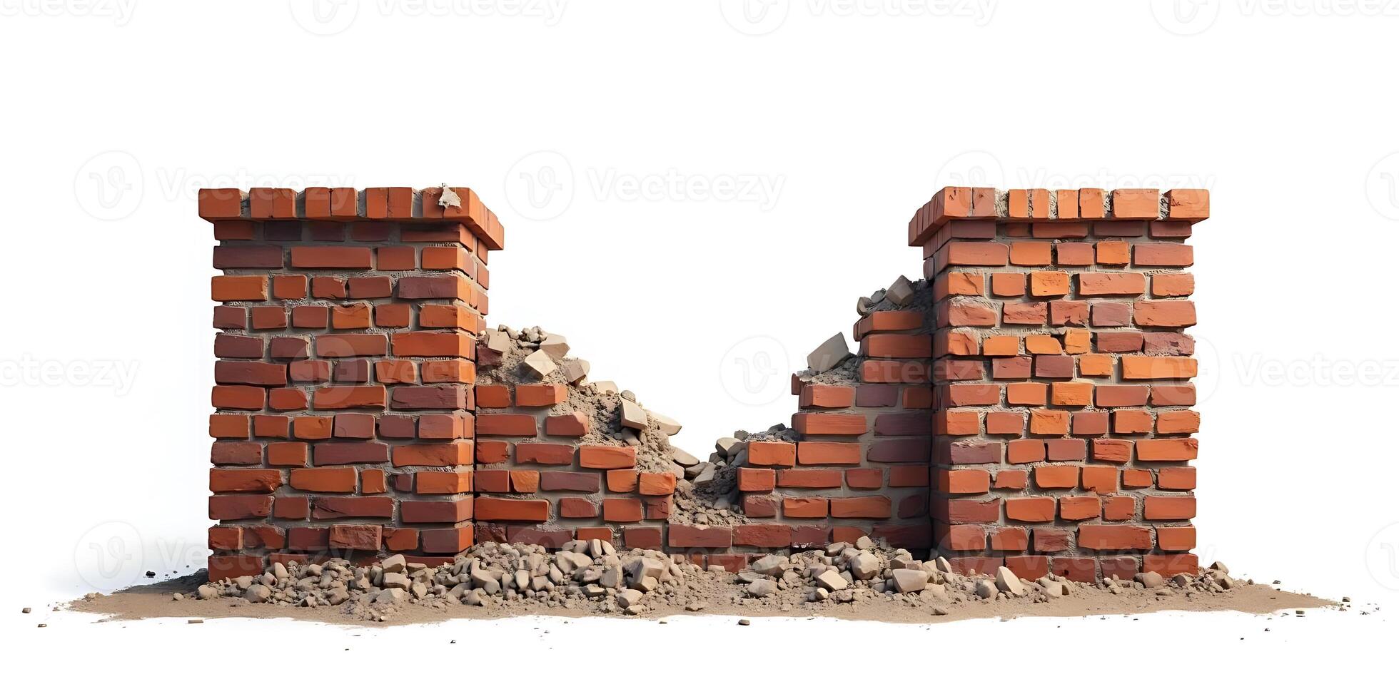 Broken Brick Wall Ruin Stock Photo 3d Render